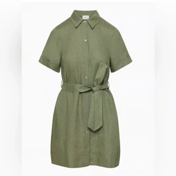 Aritzia Wilfred Eleta Linen Mini Dress Moss Green Size Small Aritzia Wilfred Eleta Linen Mini Dress Moss Green Size Small